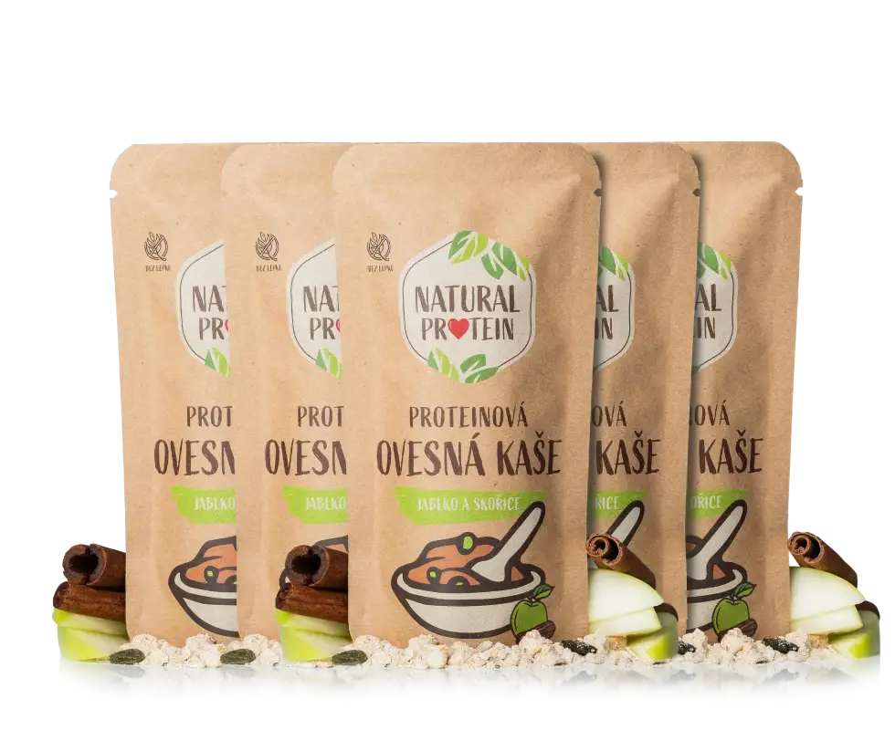 Proteínová ovsená kaša Jablko a škorica (60 g) 5 kusov